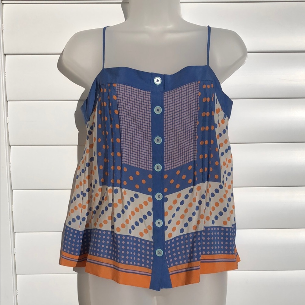 MaEve by Anthropologie Blue and White Sleeveless Camisole On SALE